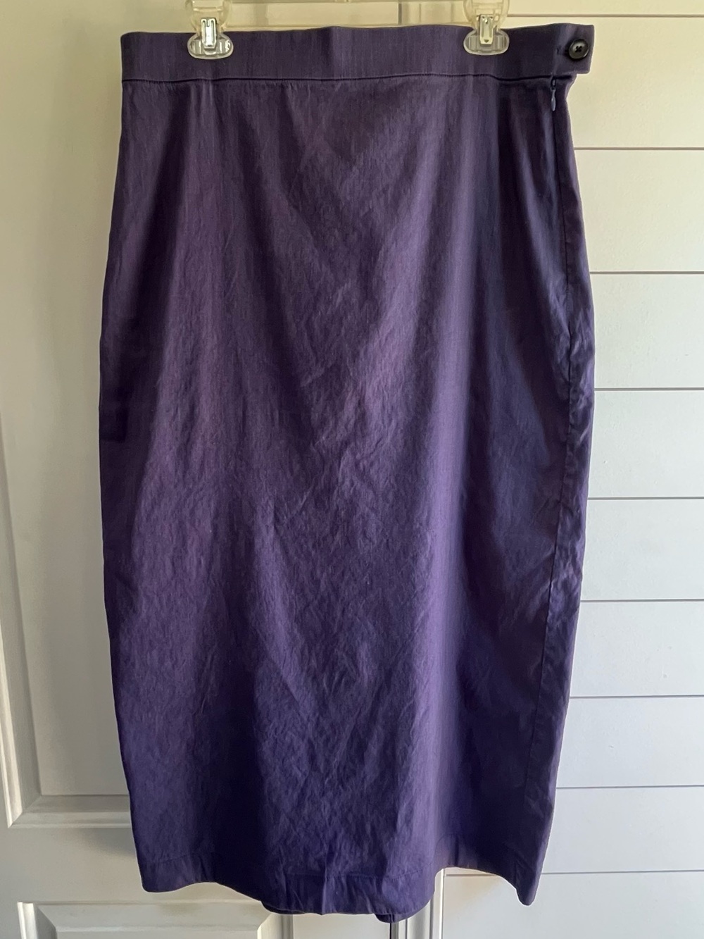 MUJI Stretch Straight
Pencil Midi Hemp Skirt Dark Purple Smokey Blue SZ M/L